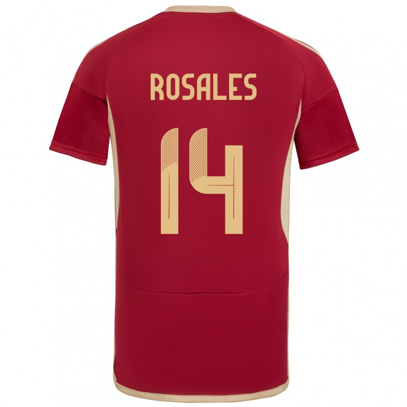 Kandiny Gyermek Venezuela Roberto Rosales #14 Burgundia Hazai Jersey 24-26 Mez Póló Ing