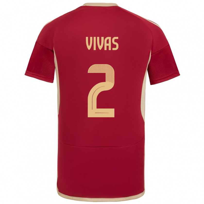 Kandiny Gyermek Venezuela Carlos Vivas #2 Burgundia Hazai Jersey 24-26 Mez Póló Ing