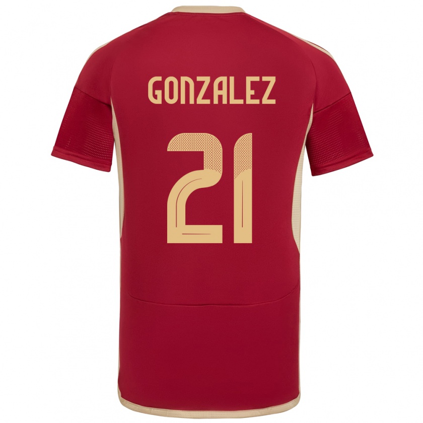 Kandiny Gyermek Venezuela Alexander González #21 Burgundia Hazai Jersey 24-26 Mez Póló Ing