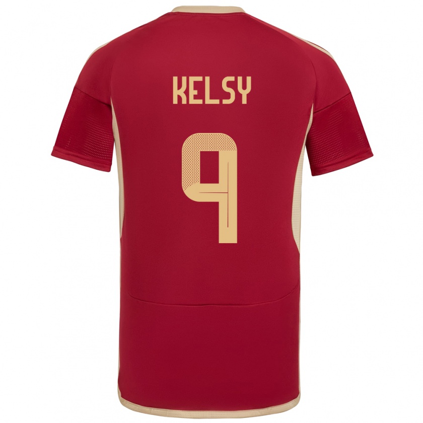 Kandiny Gyermek Venezuela Kevin Kelsy #9 Burgundia Hazai Jersey 24-26 Mez Póló Ing