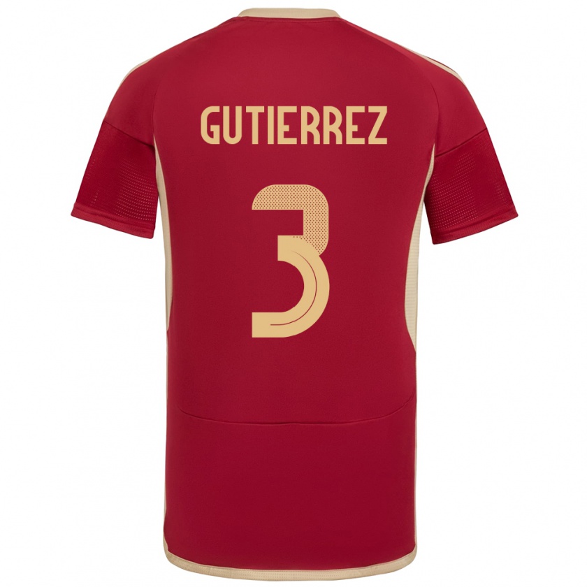 Kandiny Gyermek Venezuela Nairelis Gutiérrez #3 Burgundia Hazai Jersey 24-26 Mez Póló Ing