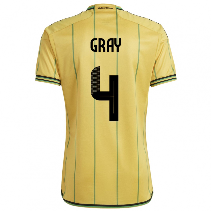 Kandiny Gyermek Jamaica Tayvon Gray #4 Sárga Hazai Jersey 24-26 Mez Póló Ing