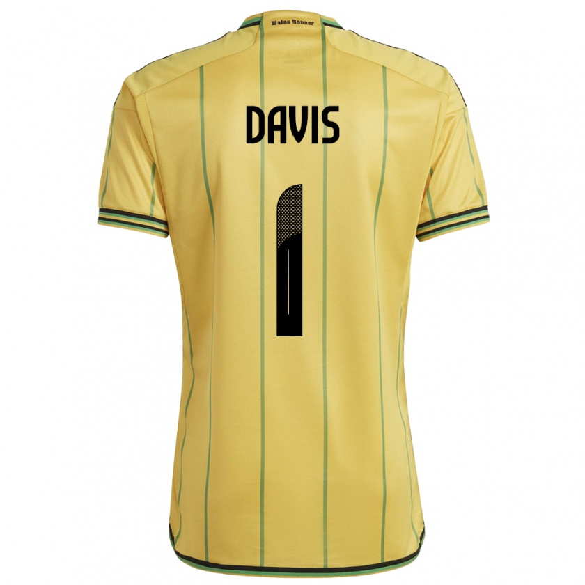 Kandiny Gyermek Jamaica Shaquan Davis #1 Sárga Hazai Jersey 24-26 Mez Póló Ing