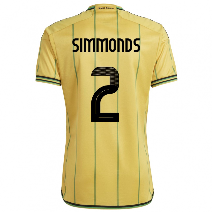 Kandiny Gyermek Jamaica Nicholas Simmonds #2 Sárga Hazai Jersey 24-26 Mez Póló Ing