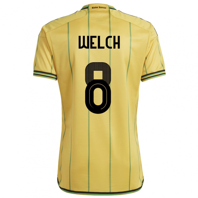 Kandiny Gyermek Jamaica Makai Welch #8 Sárga Hazai Jersey 24-26 Mez Póló Ing