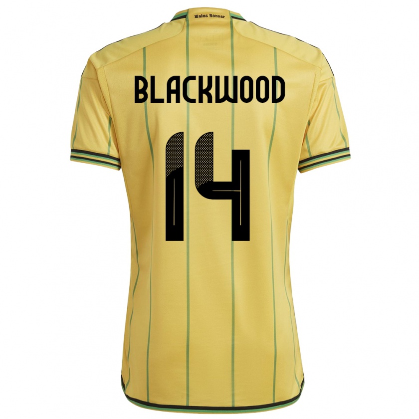 Kandiny Gyermek Jamaica Deneisha Blackwood #14 Sárga Hazai Jersey 24-26 Mez Póló Ing