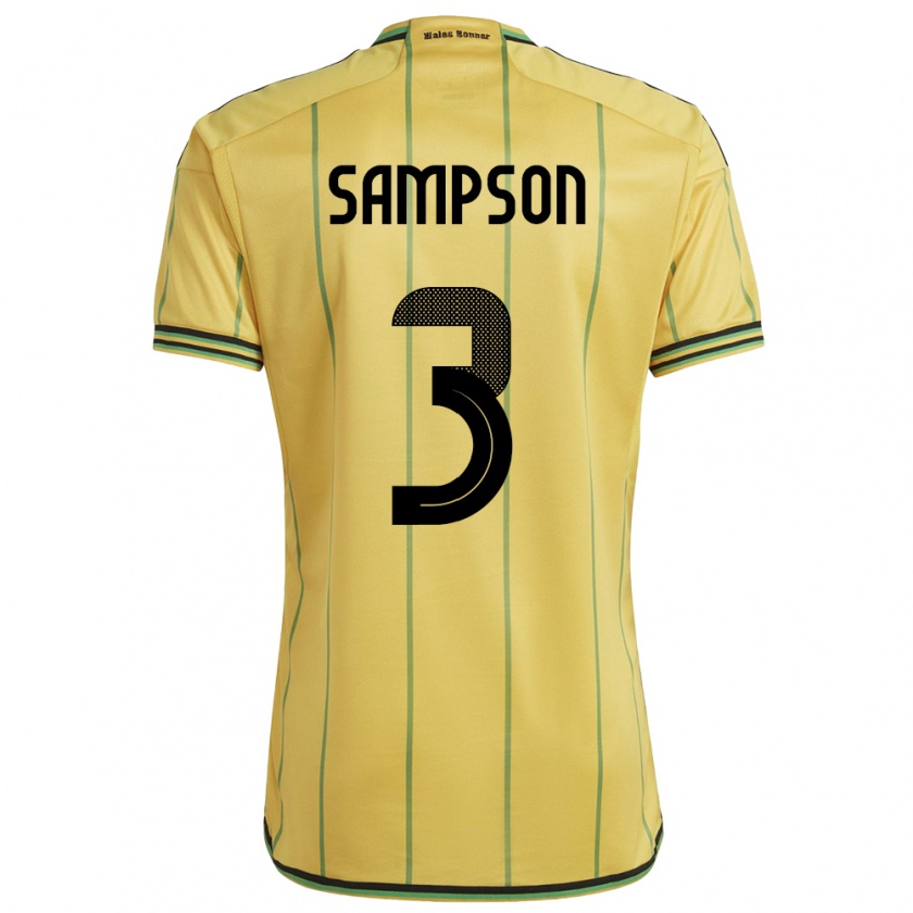 Kandiny Gyermek Jamaica Vyan Sampson #3 Sárga Hazai Jersey 24-26 Mez Póló Ing