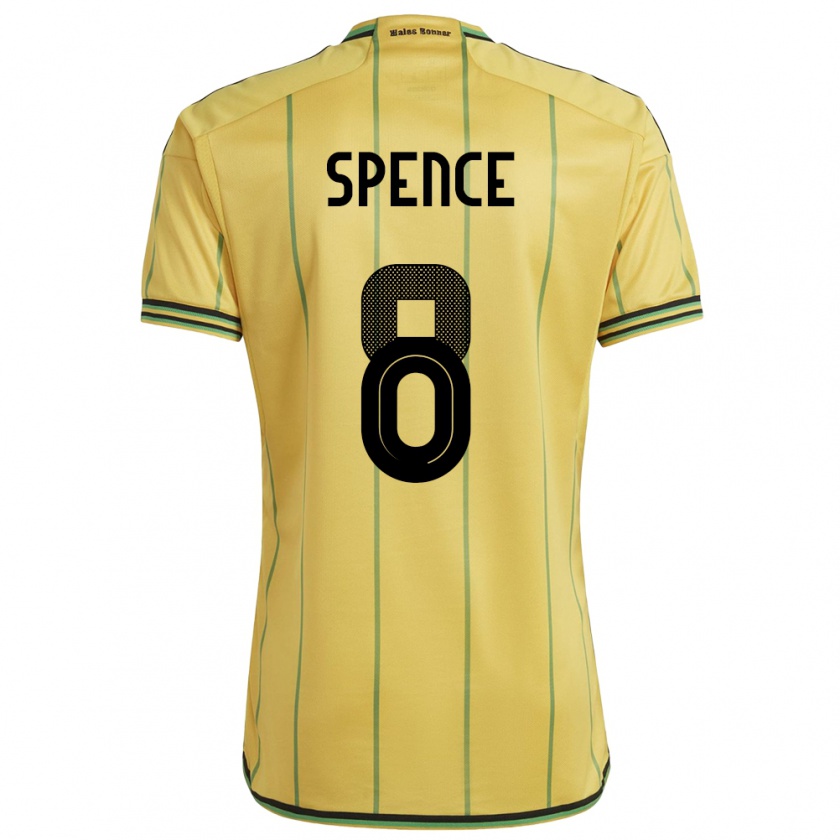 Kandiny Gyermek Jamaica Drew Spence #8 Sárga Hazai Jersey 24-26 Mez Póló Ing