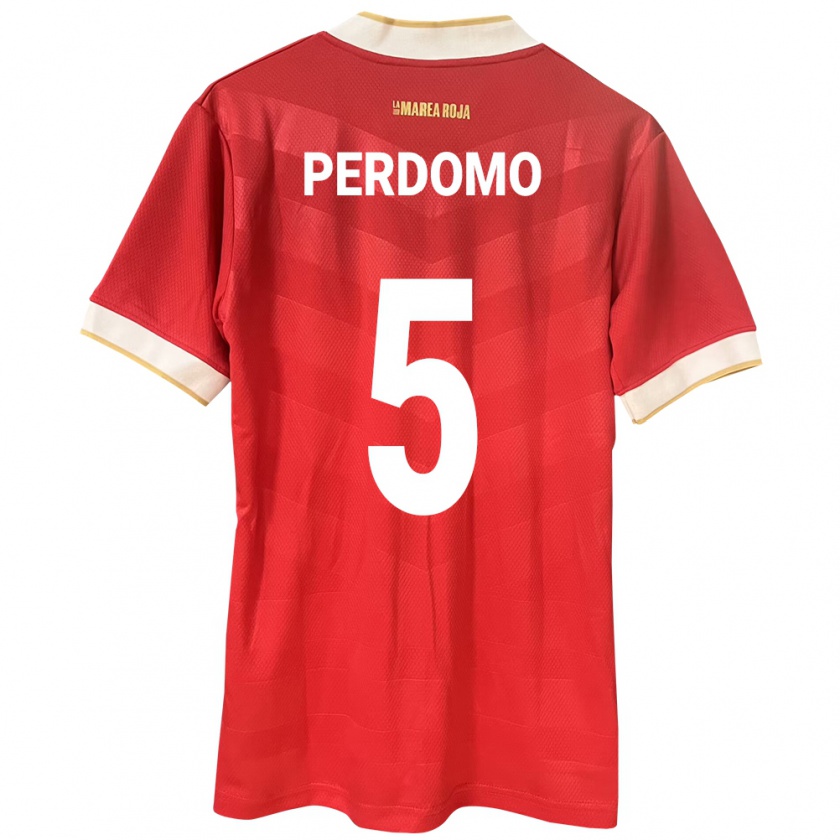 Kandiny Gyermek Panama Reyniel Perdomo #5 Piros Hazai Jersey 24-26 Mez Póló Ing