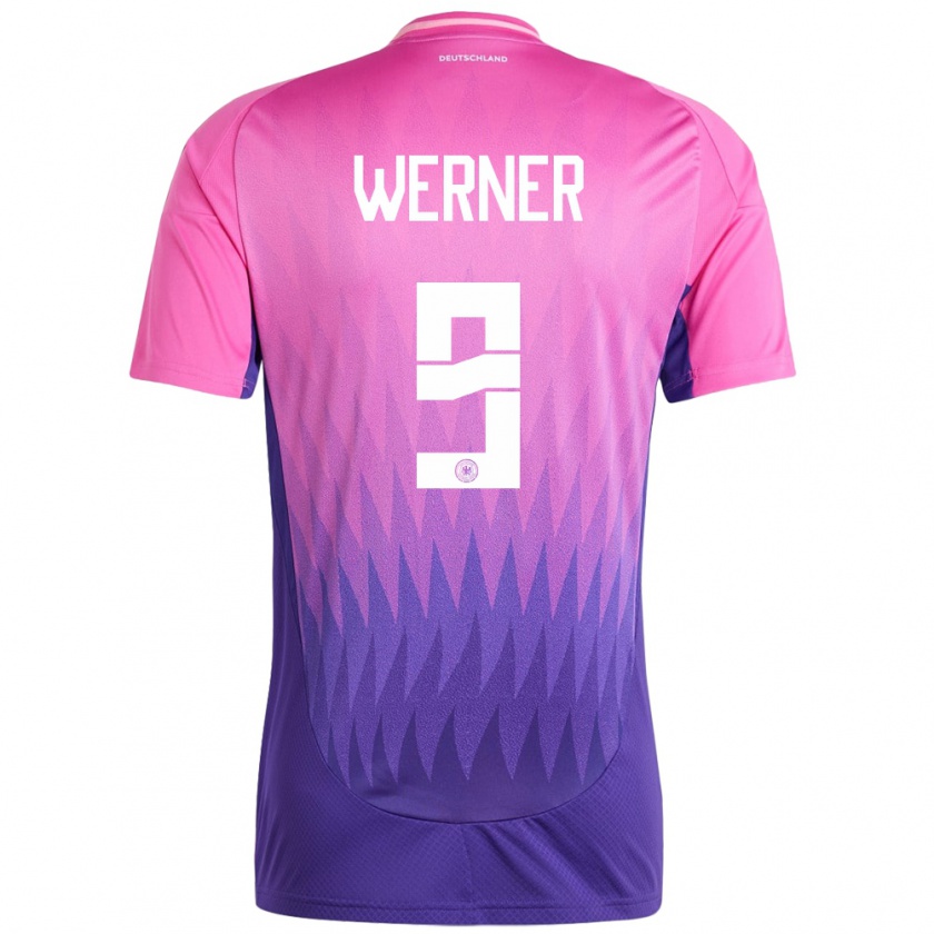 Kandiny Gyermek Németország Timo Werner #9 Pink Lila Idegenbeli Jersey 24-26 Mez Póló Ing