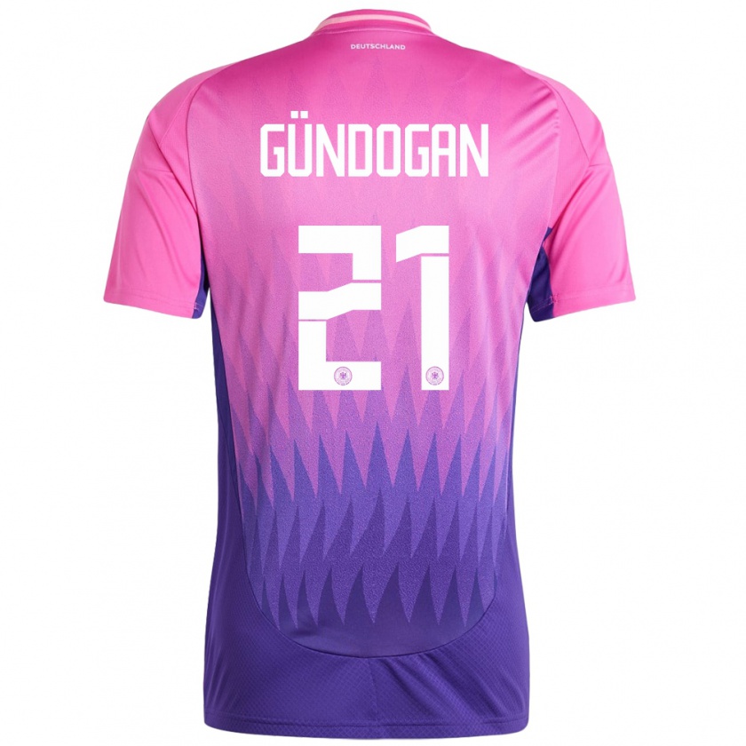 Kandiny Gyermek Németország Ilkay Gundogan #21 Pink Lila Idegenbeli Jersey 24-26 Mez Póló Ing