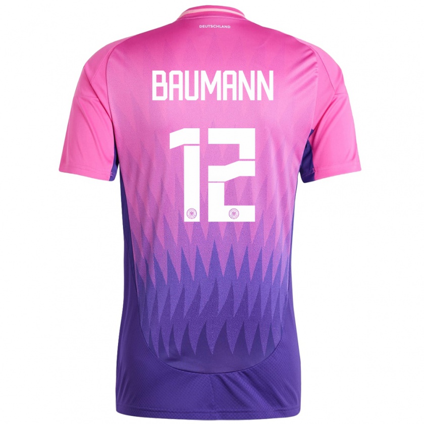 Kandiny Gyermek Németország Oliver Baumann #12 Pink Lila Idegenbeli Jersey 24-26 Mez Póló Ing