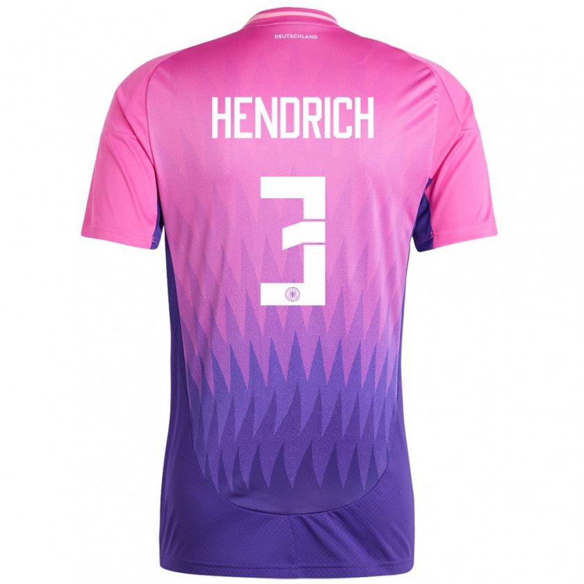 Kandiny Gyermek Németország Kathrin Hendrich #3 Pink Lila Idegenbeli Jersey 24-26 Mez Póló Ing