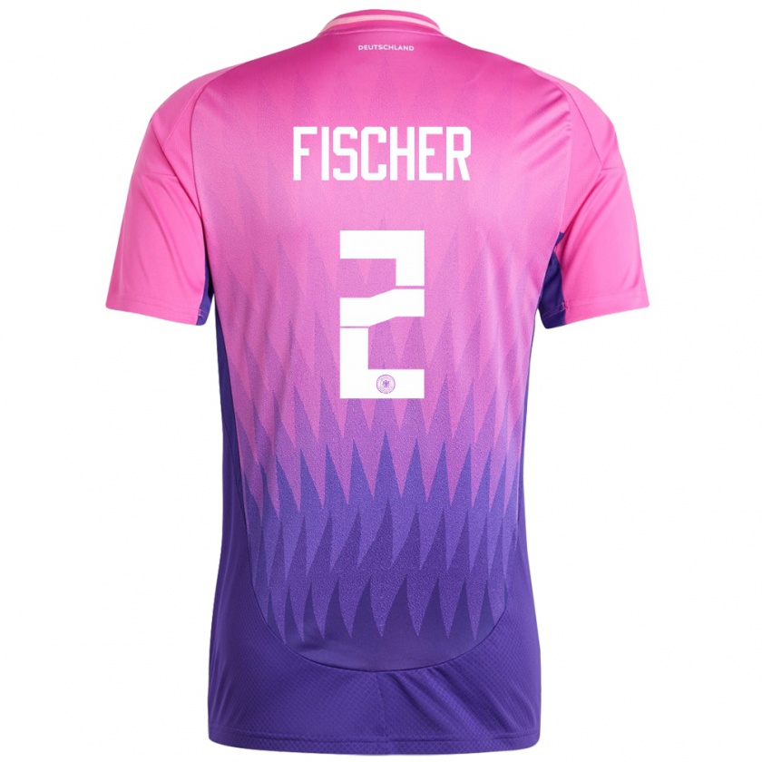 Kandiny Gyermek Németország Kilian Fischer #2 Pink Lila Idegenbeli Jersey 24-26 Mez Póló Ing