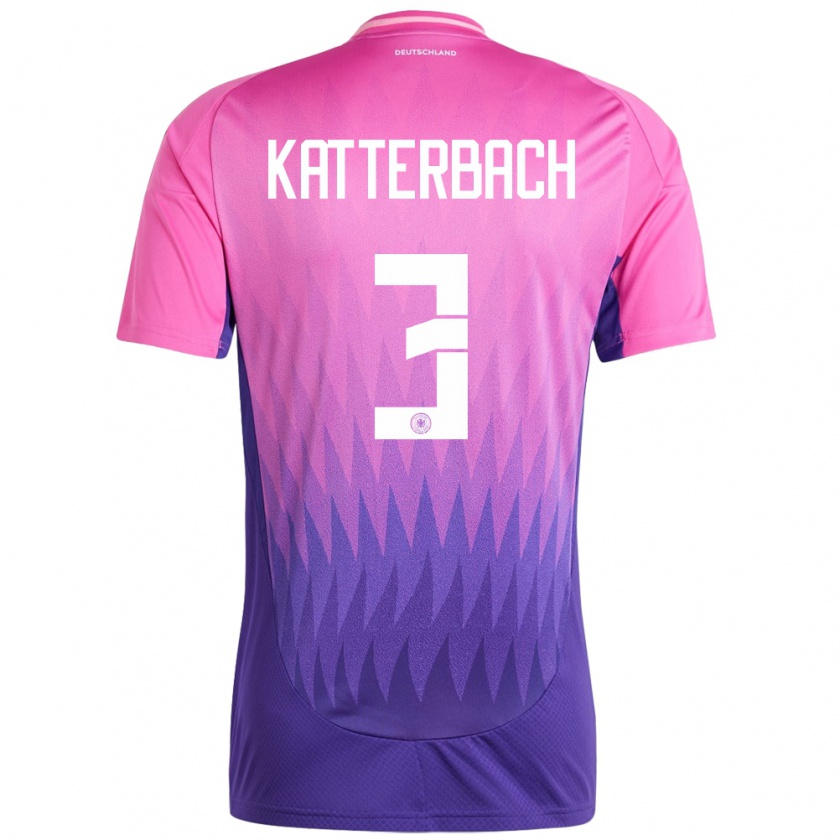 Kandiny Gyermek Németország Noah Katterbach #3 Pink Lila Idegenbeli Jersey 24-26 Mez Póló Ing