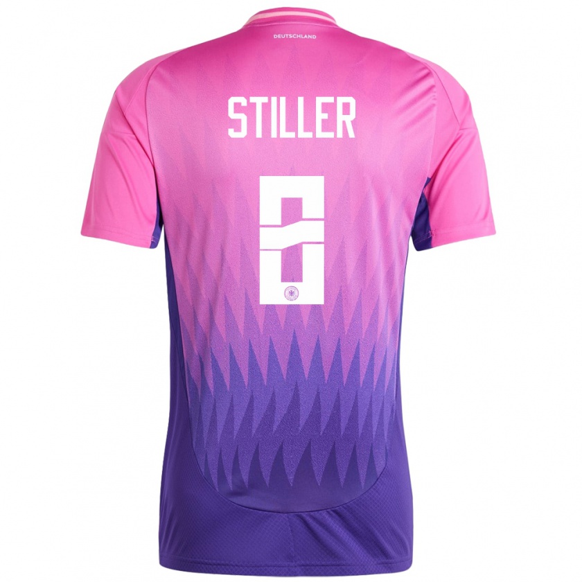 Kandiny Gyermek Németország Angelo Stiller #8 Pink Lila Idegenbeli Jersey 24-26 Mez Póló Ing