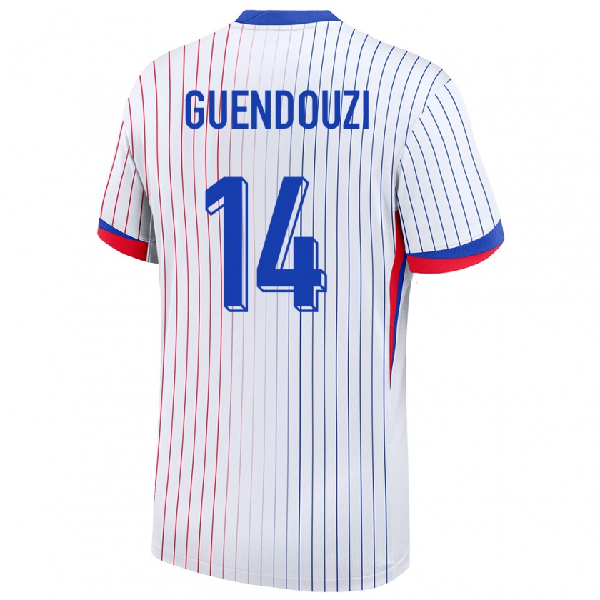 Kandiny Gyermek Franciaország Matteo Guendouzi #14 Fehér Idegenbeli Jersey 24-26 Mez Póló Ing