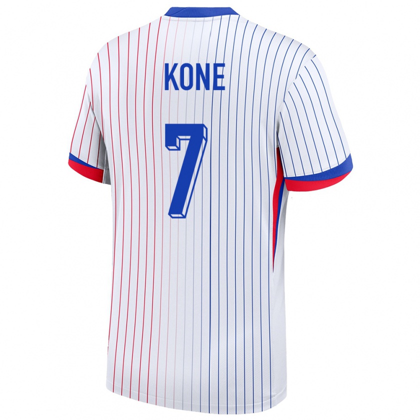 Kandiny Gyermek Franciaország Kouadio Kone #7 Fehér Idegenbeli Jersey 24-26 Mez Póló Ing