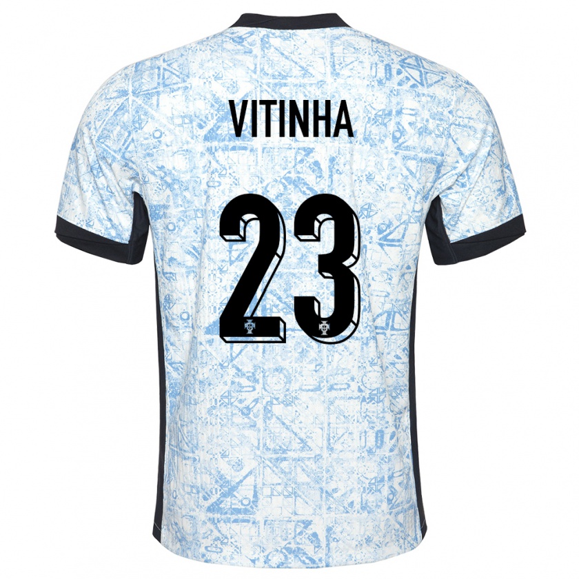 Kandiny Gyermek Portugália Vitinha #23 Krémkék Idegenbeli Jersey 24-26 Mez Póló Ing