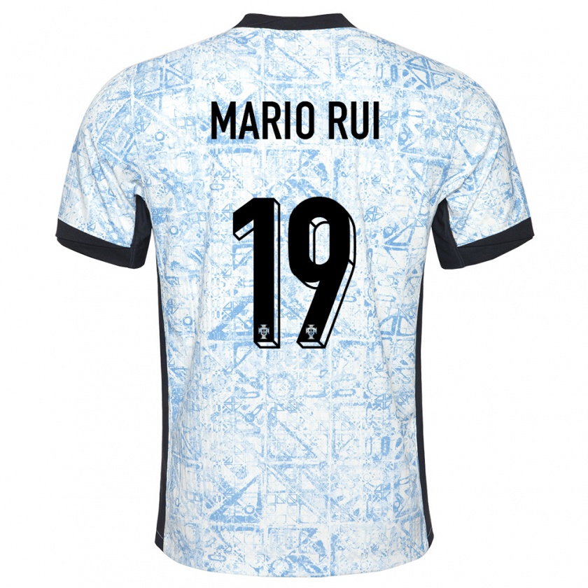 Kandiny Gyermek Portugália Mario Rui #19 Krémkék Idegenbeli Jersey 24-26 Mez Póló Ing