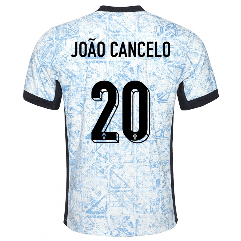 Kandiny Gyermek Portugália Joao Cancelo #20 Krémkék Idegenbeli Jersey 24-26 Mez Póló Ing