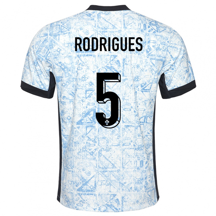 Kandiny Gyermek Portugália Rafael Rodrigues #5 Krémkék Idegenbeli Jersey 24-26 Mez Póló Ing