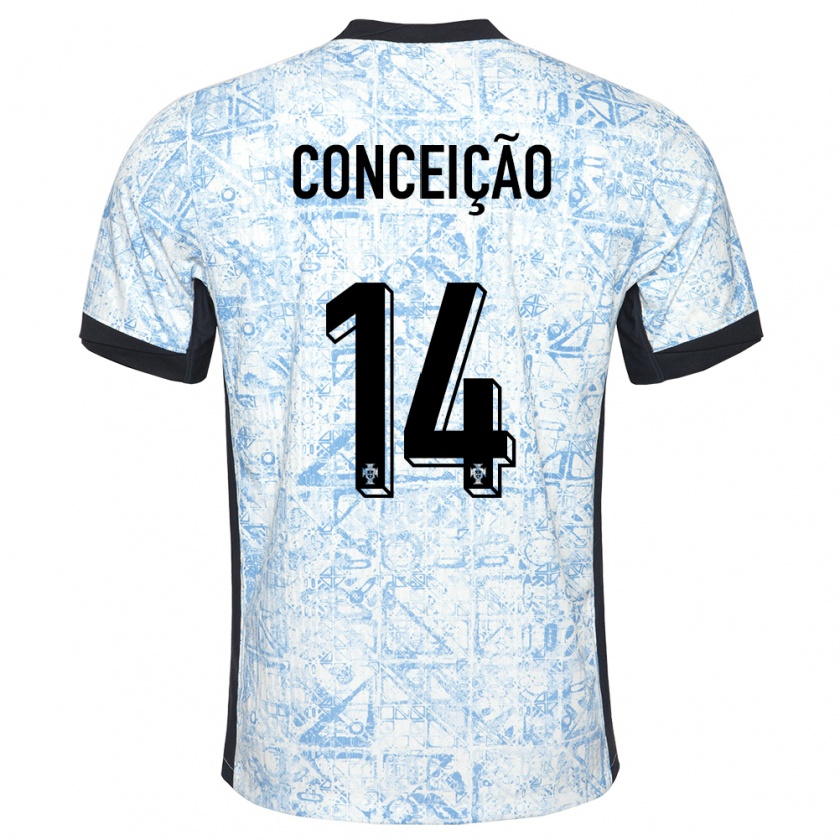 Kandiny Gyermek Portugália Rodrigo Conceicao #14 Krémkék Idegenbeli Jersey 24-26 Mez Póló Ing