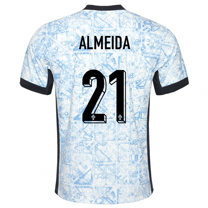 Kandiny Gyermek Portugália Andre Almeida #21 Krémkék Idegenbeli Jersey 24-26 Mez Póló Ing