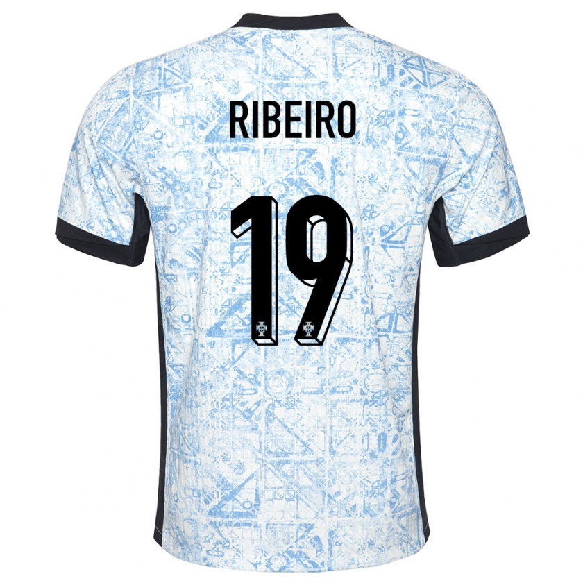 Kandiny Gyermek Portugália Rodrigo Ribeiro #19 Krémkék Idegenbeli Jersey 24-26 Mez Póló Ing