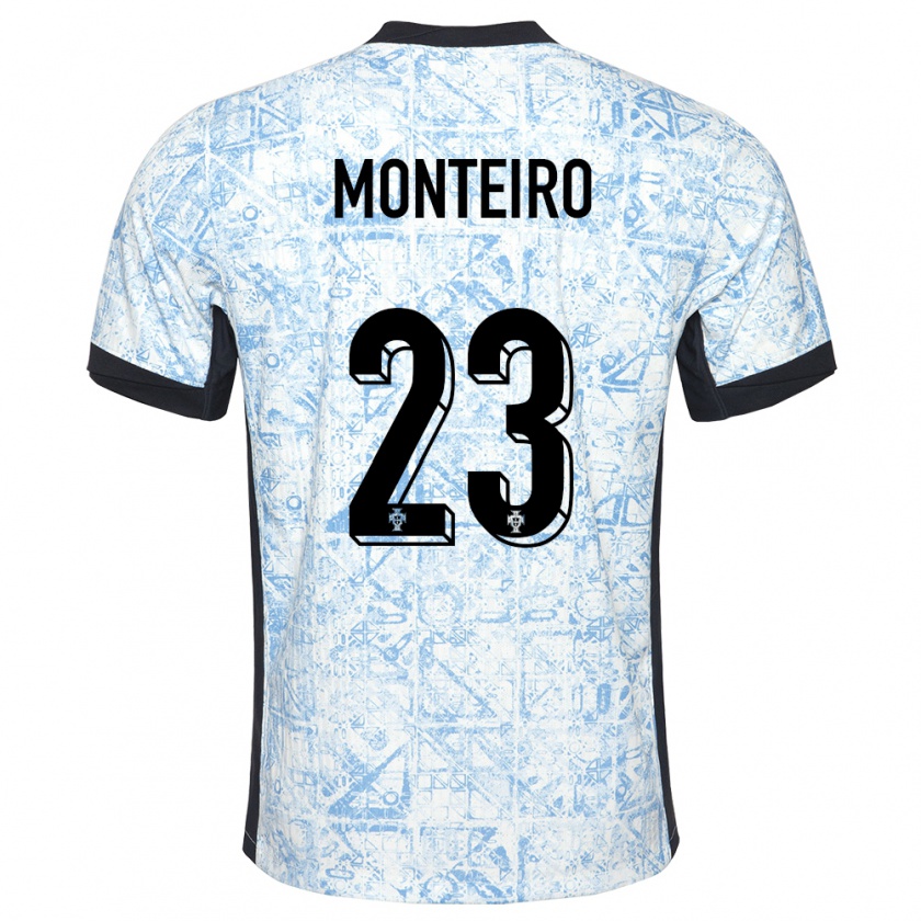 Kandiny Gyermek Portugália David Monteiro #23 Krémkék Idegenbeli Jersey 24-26 Mez Póló Ing