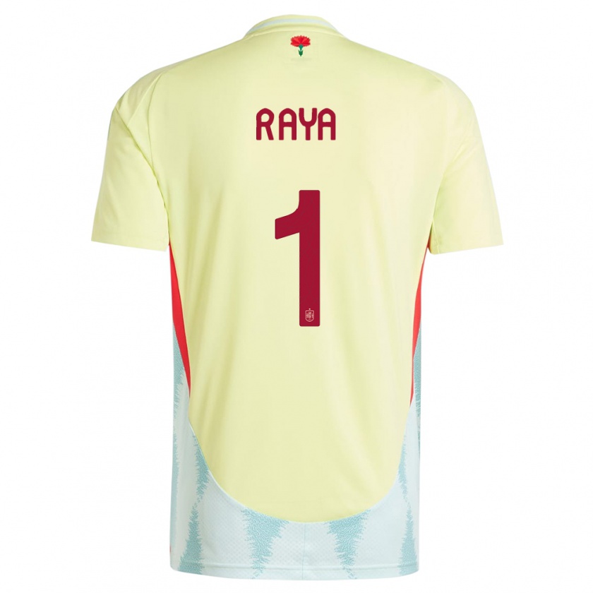 Kandiny Gyermek Spanyolország David Raya #1 Sárga Idegenbeli Jersey 24-26 Mez Póló Ing