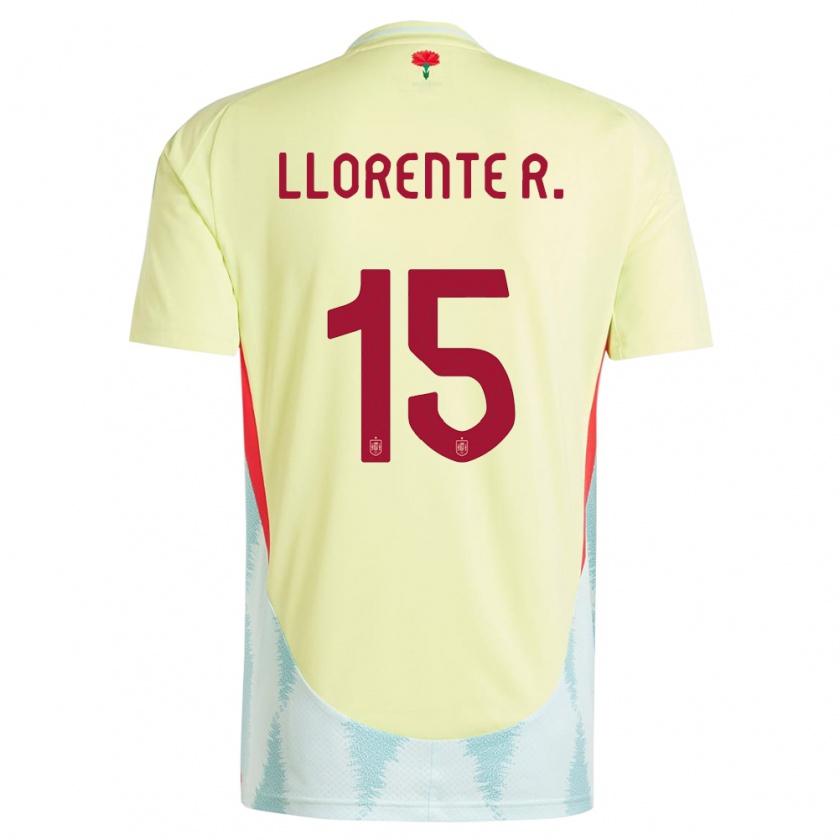 Kandiny Gyermek Spanyolország Diego Llorente #15 Sárga Idegenbeli Jersey 24-26 Mez Póló Ing