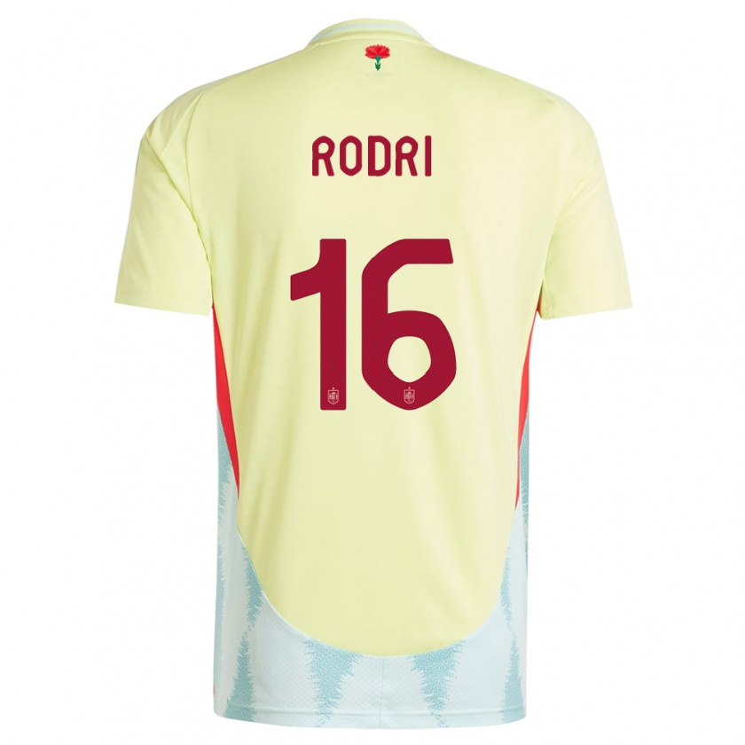 Kandiny Gyermek Spanyolország Rodri #16 Sárga Idegenbeli Jersey 24-26 Mez Póló Ing