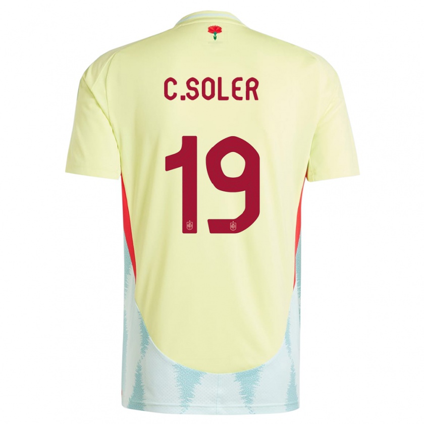 Kandiny Gyermek Spanyolország Carlos Soler #19 Sárga Idegenbeli Jersey 24-26 Mez Póló Ing