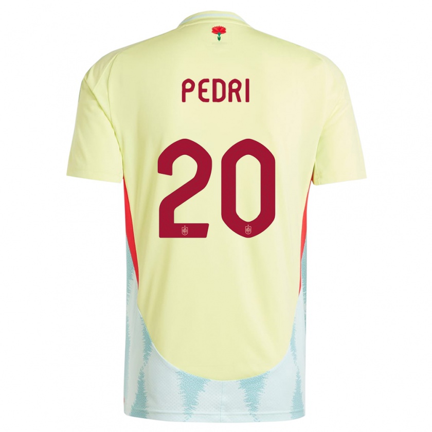 Kandiny Gyermek Spanyolország Pedri #21 Sárga Idegenbeli Jersey 24-26 Mez Póló Ing