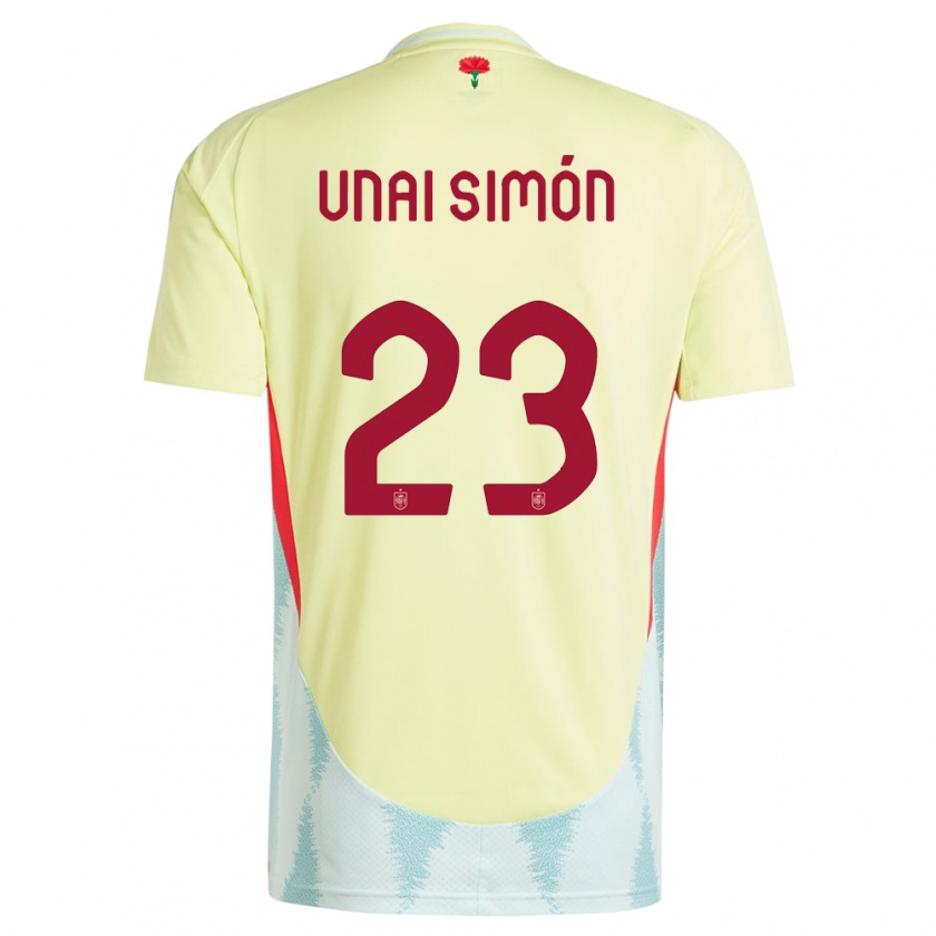 Kandiny Gyermek Spanyolország Unai Simon #23 Sárga Idegenbeli Jersey 24-26 Mez Póló Ing