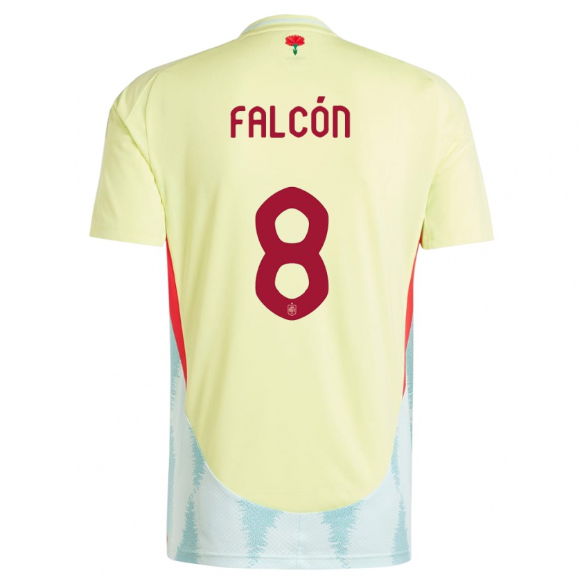 Kandiny Gyermek Spanyolország Andrea Falcon #8 Sárga Idegenbeli Jersey 24-26 Mez Póló Ing