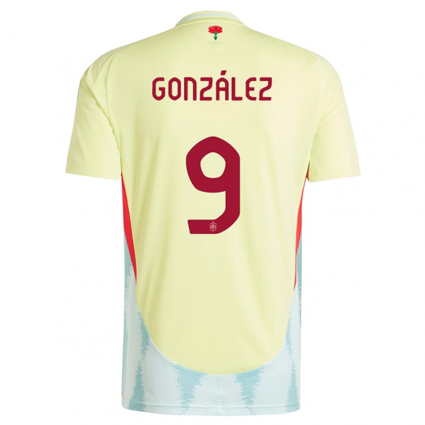 Kandiny Gyermek Spanyolország Esther Gonzalez #9 Sárga Idegenbeli Jersey 24-26 Mez Póló Ing