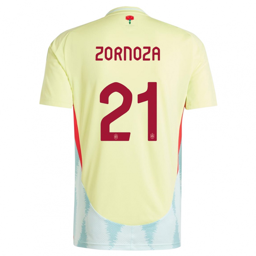 Kandiny Gyermek Spanyolország Claudia Zornoza #21 Sárga Idegenbeli Jersey 24-26 Mez Póló Ing