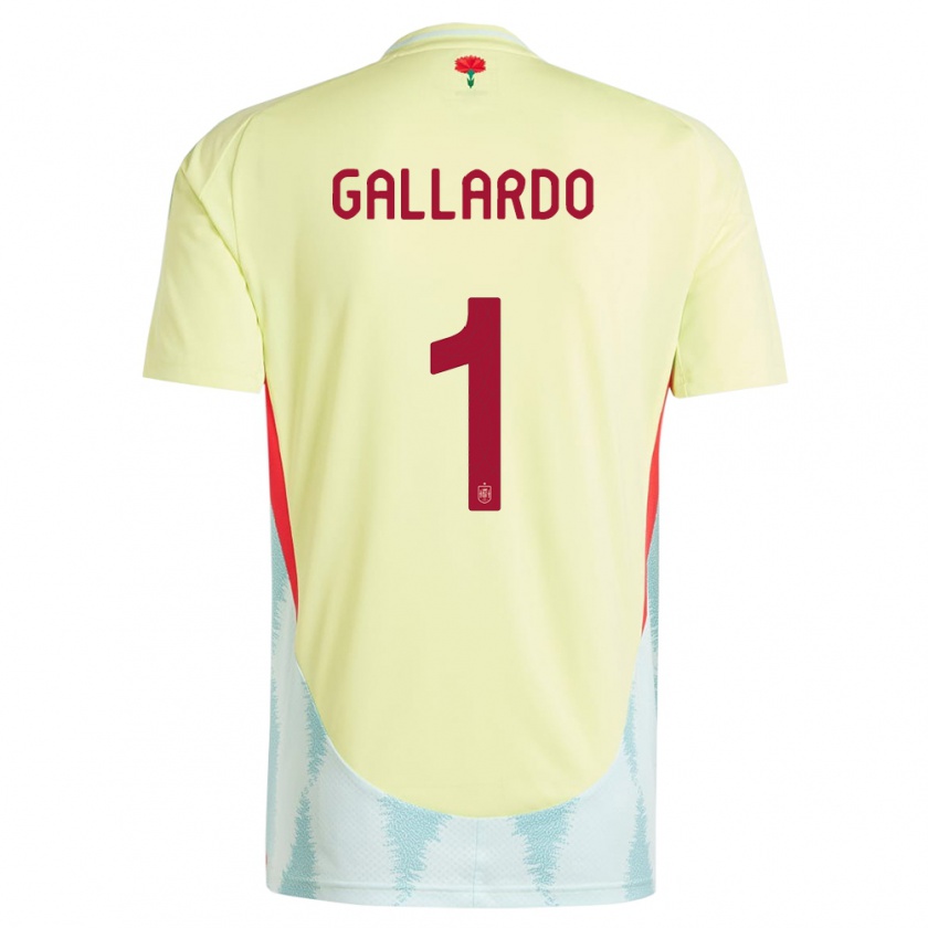 Kandiny Gyermek Spanyolország Dolores Gallardo #1 Sárga Idegenbeli Jersey 24-26 Mez Póló Ing