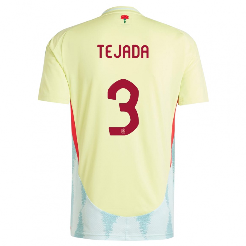 Kandiny Gyermek Spanyolország Ana Tejada #3 Sárga Idegenbeli Jersey 24-26 Mez Póló Ing