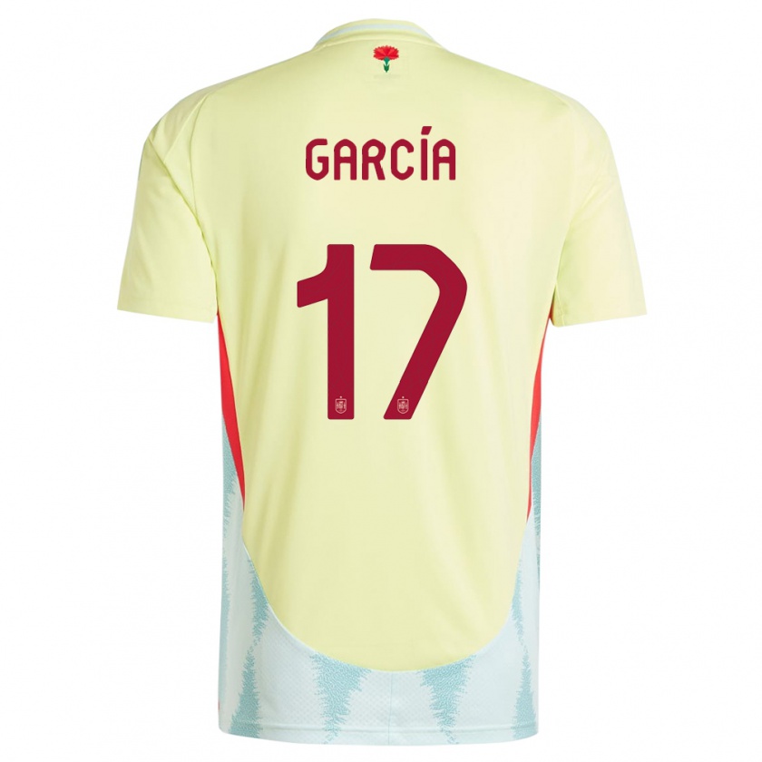 Kandiny Gyermek Spanyolország Lucia Garcia #17 Sárga Idegenbeli Jersey 24-26 Mez Póló Ing