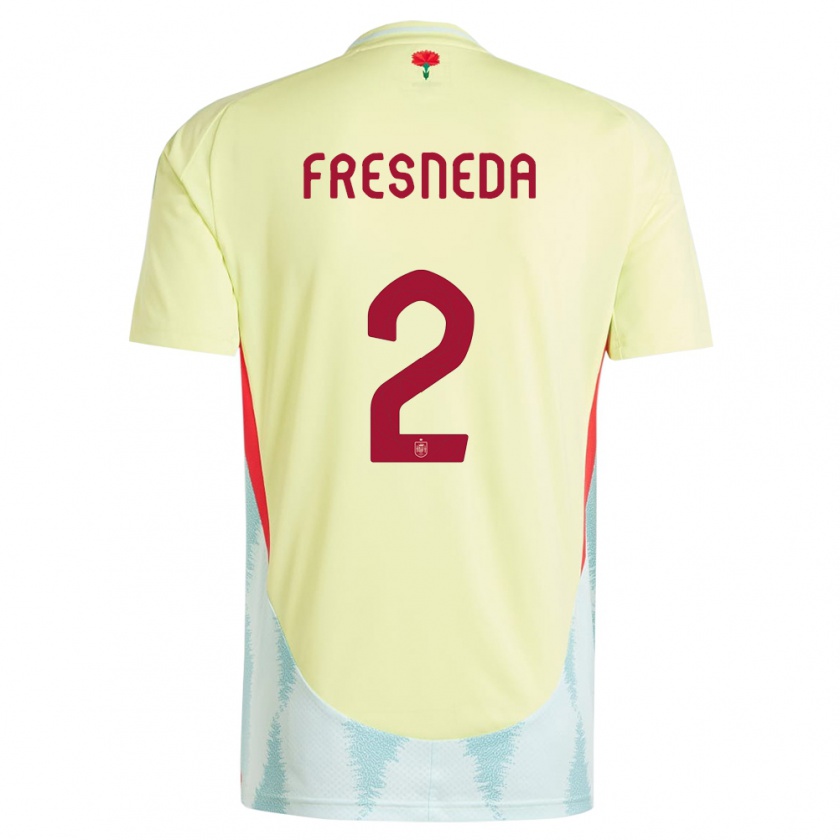 Kandiny Gyermek Spanyolország Ivan Fresneda #2 Sárga Idegenbeli Jersey 24-26 Mez Póló Ing