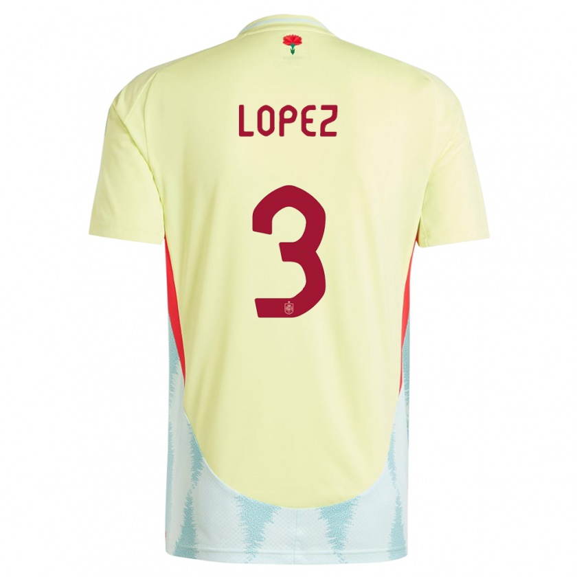 Kandiny Gyermek Spanyolország Juan Lopez #3 Sárga Idegenbeli Jersey 24-26 Mez Póló Ing