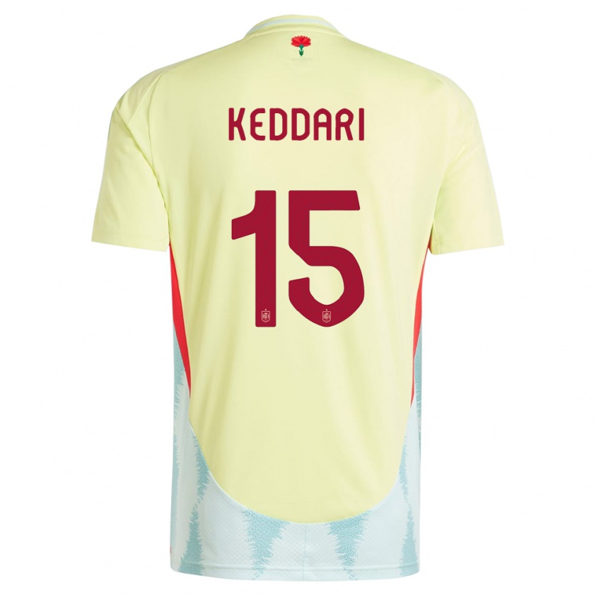 Kandiny Gyermek Spanyolország Wassim Keddari #15 Sárga Idegenbeli Jersey 24-26 Mez Póló Ing