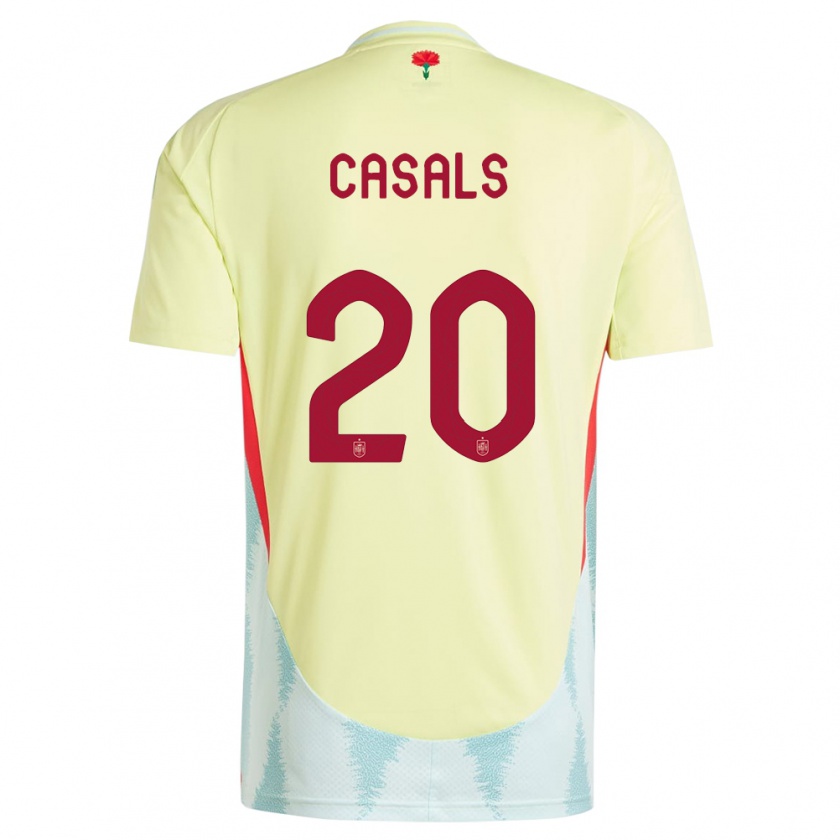 Kandiny Gyermek Spanyolország Joel Casals #20 Sárga Idegenbeli Jersey 24-26 Mez Póló Ing