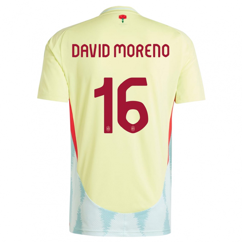 Kandiny Gyermek Spanyolország Antonio David Moreno #16 Sárga Idegenbeli Jersey 24-26 Mez Póló Ing