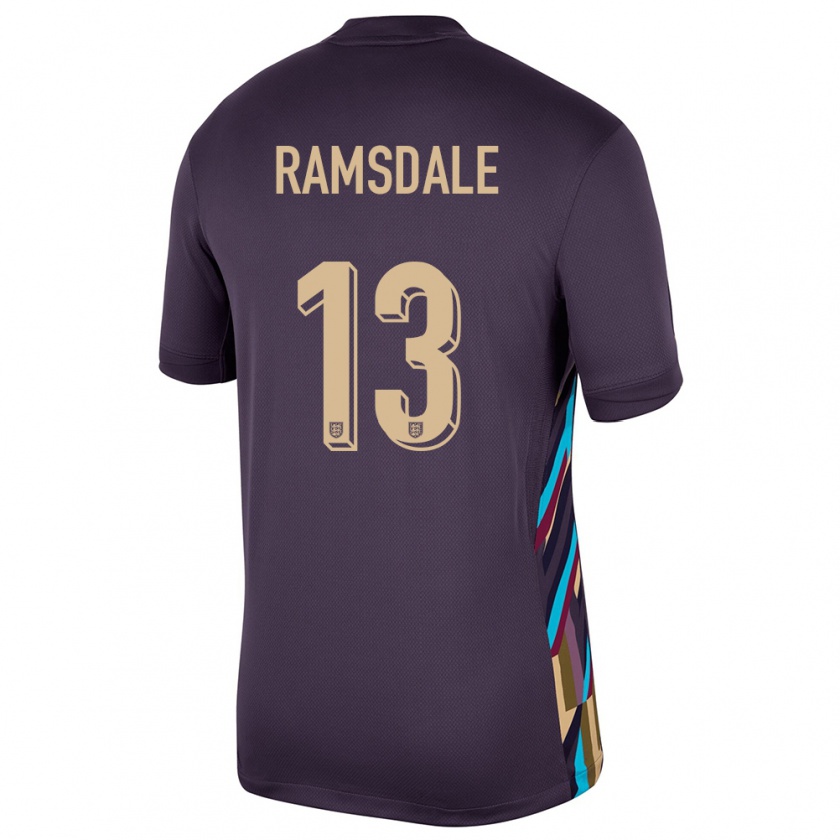 Kandiny Gyermek Anglia Aaron Ramsdale #13 Sötét Mazsola Idegenbeli Jersey 24-26 Mez Póló Ing