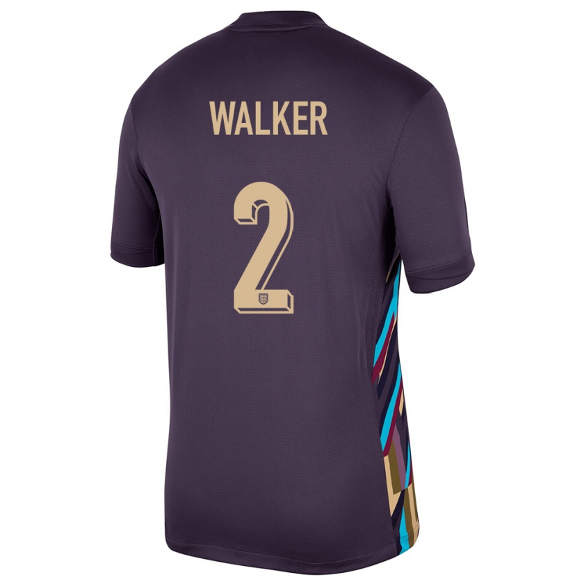 Kandiny Gyermek Anglia Kyle Walker #2 Sötét Mazsola Idegenbeli Jersey 24-26 Mez Póló Ing