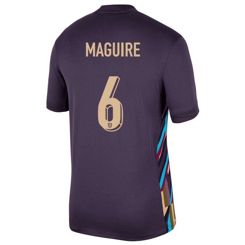 Kandiny Gyermek Anglia Harry Maguire #6 Sötét Mazsola Idegenbeli Jersey 24-26 Mez Póló Ing